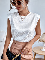 Camicetta leopardato jacquard spalla imbottita