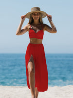 Bikini A Vita Alta E Gonna Da Spiaggia Con Ferretto In Tinta Unita