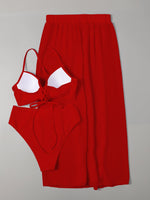 Bikini A Vita Alta E Gonna Da Spiaggia Con Ferretto In Tinta Unita