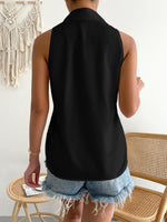 Camicia Senza Maniche Da Donna Con Bottoni Singoli