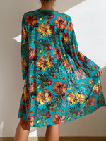 bikini stampa floreale con nodo anteriore e kimono da spiaggia estivo