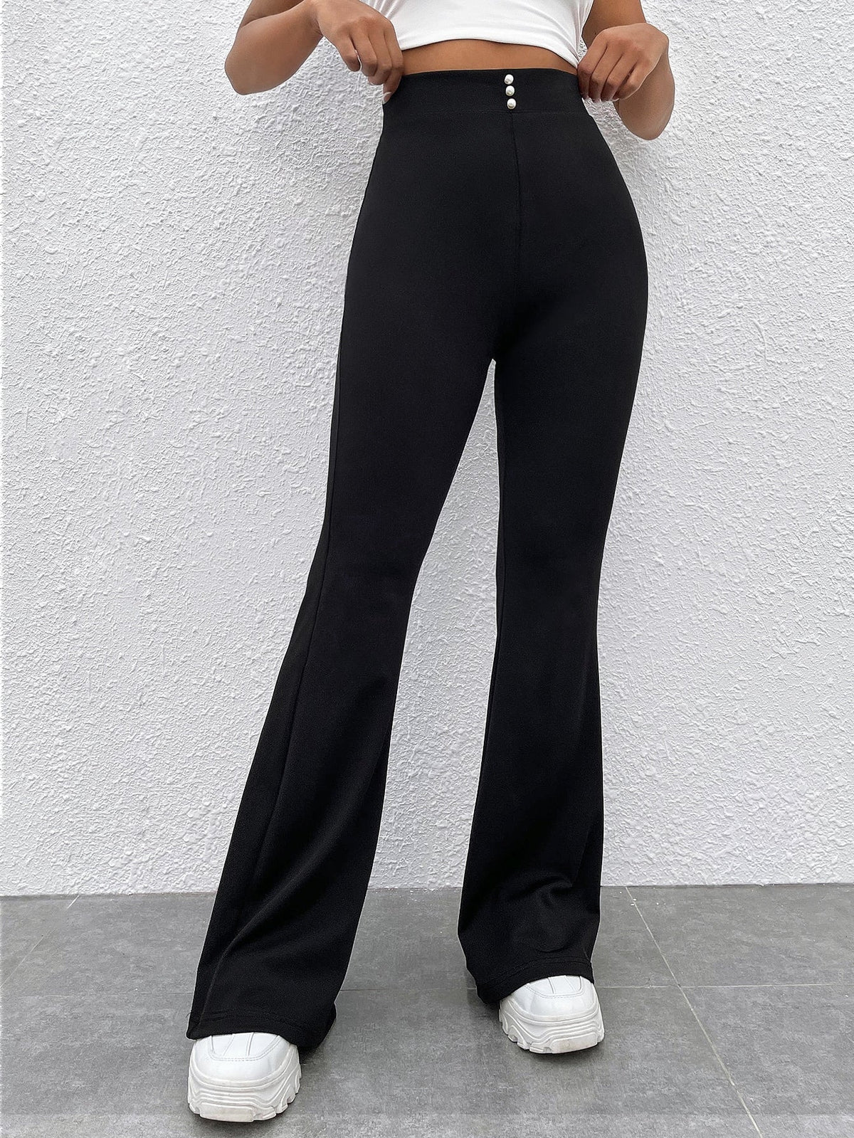 Pantaloni A Zampa A Campana A Vita Alta