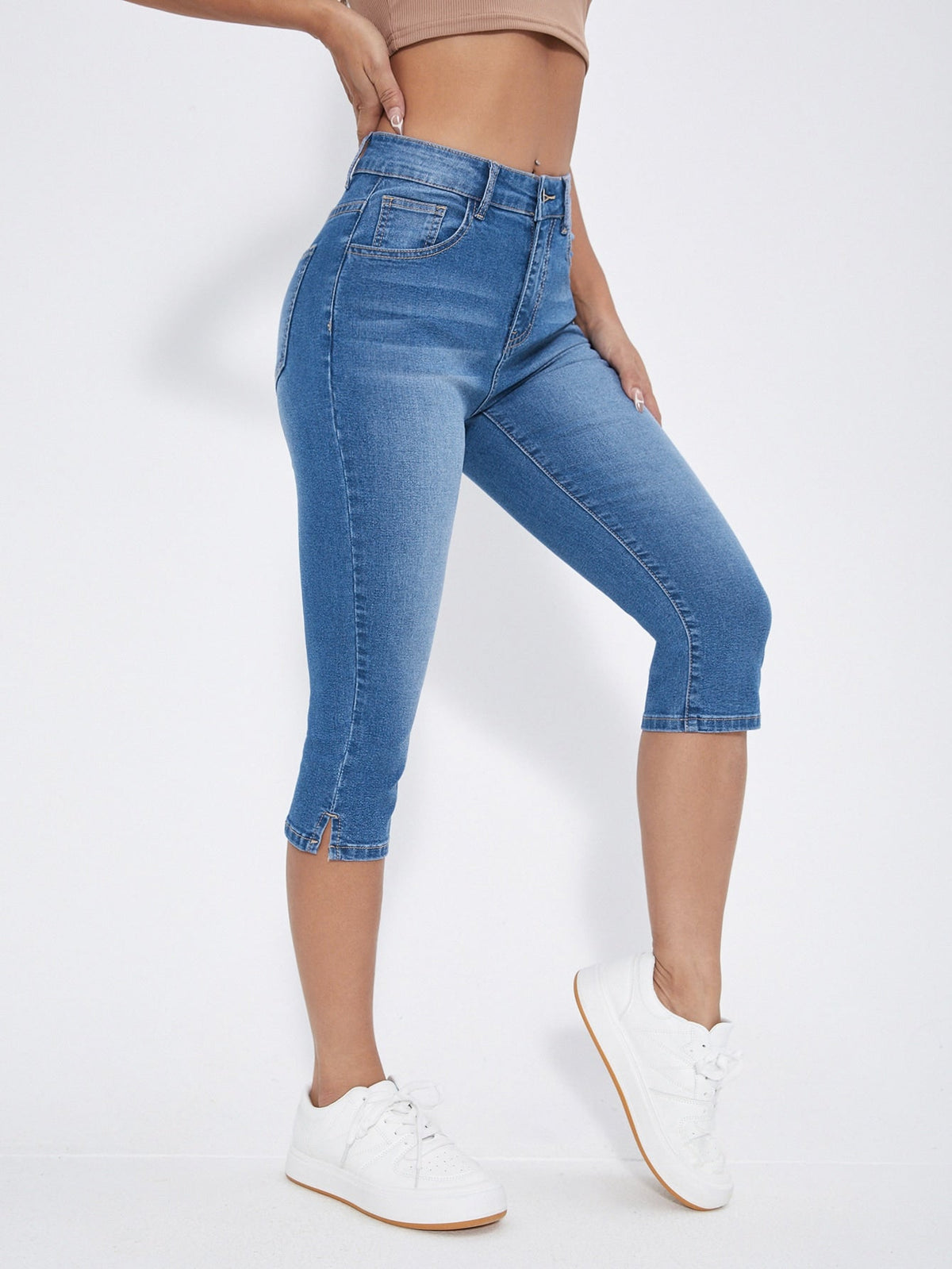 Jeans skinny orlo a fessura capri