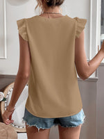 Camicetta con bordo di pizzo manica ad aletta