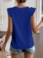 Camicetta con bordo di pizzo manica ad aletta