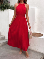 Abito halter orlo plissettato vita arricciata