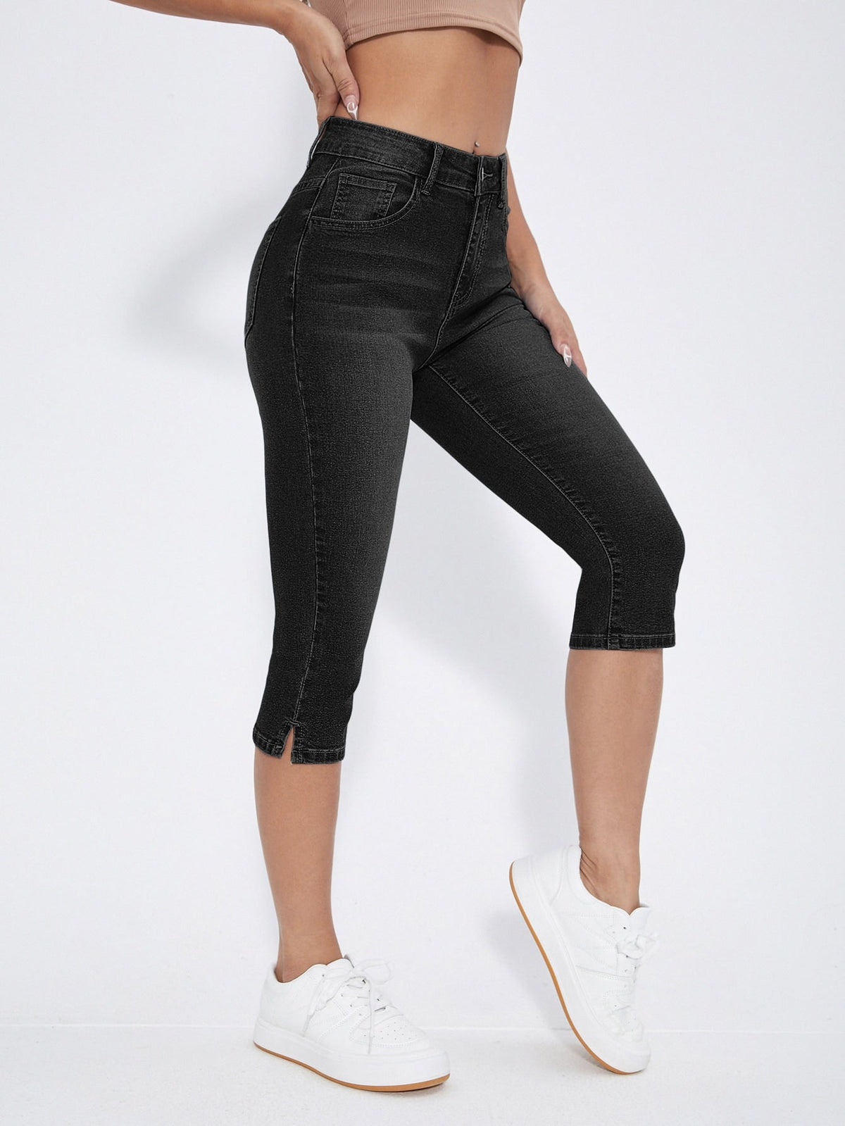 Jeans skinny orlo a fessura capri