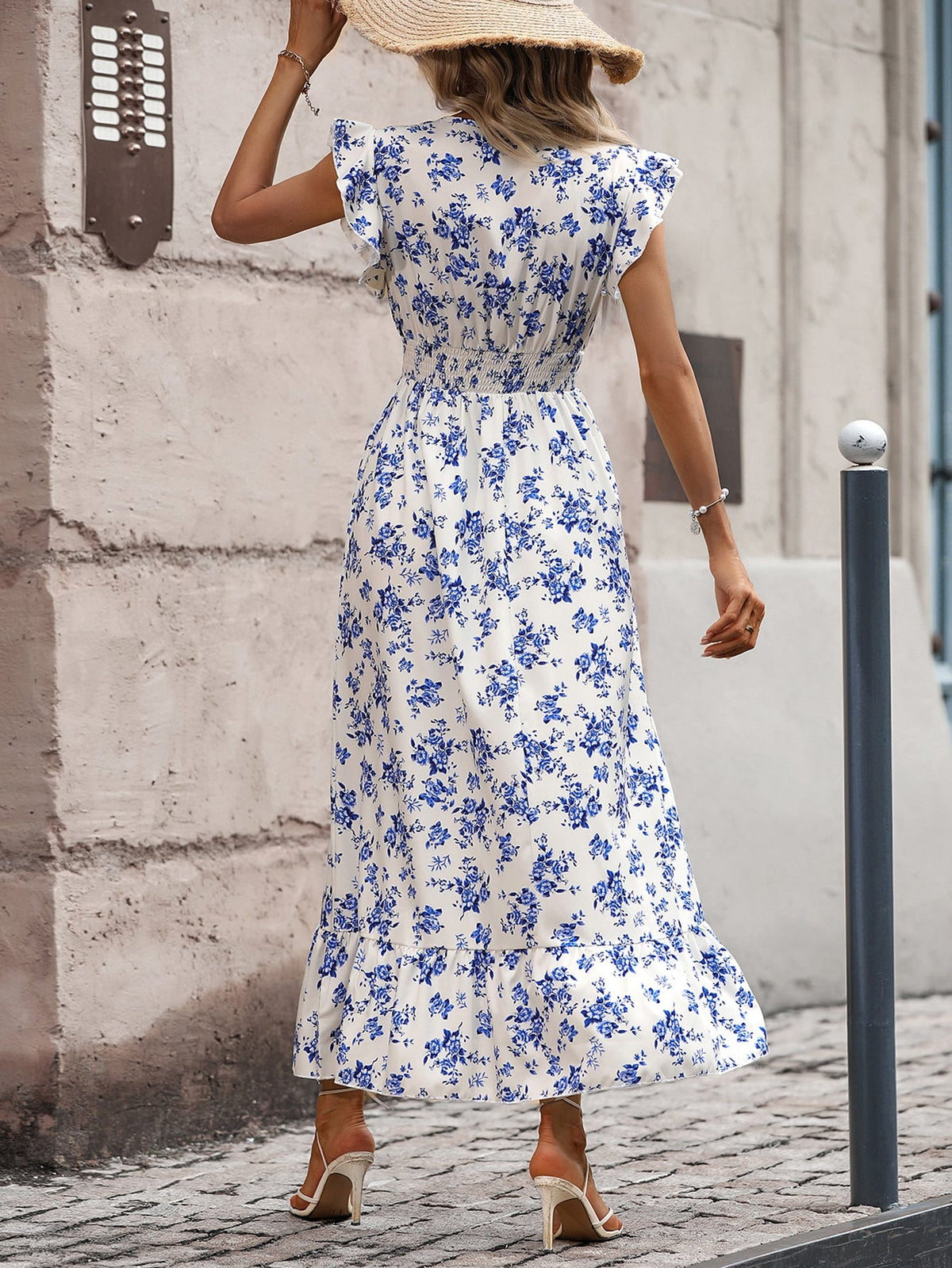 Abito Casual Lungo Con Manica A Cappuccio Con Stampa Geometrica Estiva E Scollo A V Per Donne