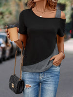 Maglietta Con Collo Asimmetrico A Spacco Stampa Leopardata