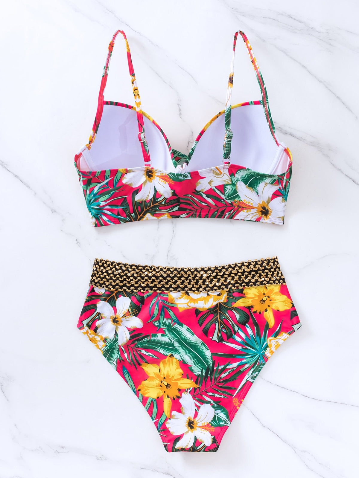 Bikini Push-up Dettaglio a punto a torsione floreale Spiaggia estiva