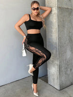 Leggings pizzo a contrasto