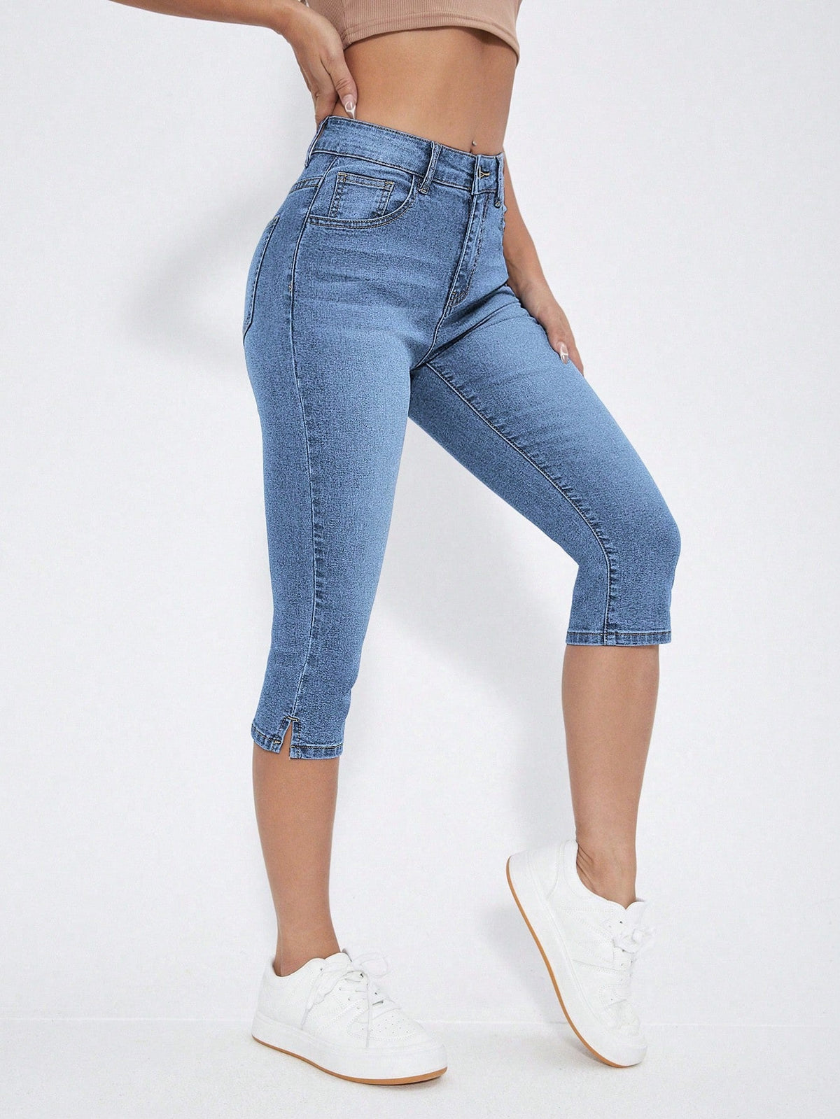 Jeans skinny orlo a fessura capri