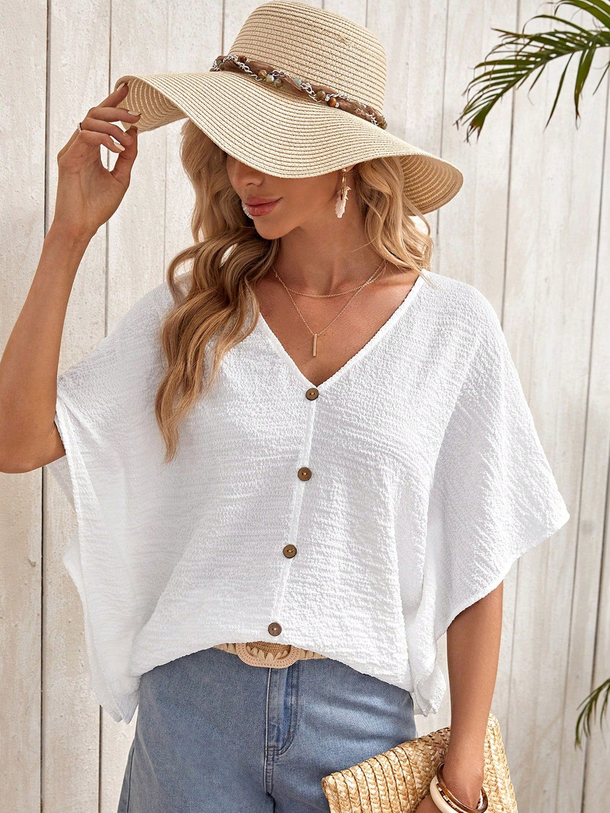 Blusa Texturizada Verde Con Manga Tipo MurciŽlago