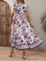 Abiti con stampa floreale scollatura a cuore con manica a sbuffo