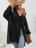 Camicia monocolore con bottone frontale spalle cadenti senza reggiseno