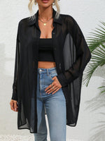 Camicia monocolore con bottone frontale spalle cadenti senza reggiseno