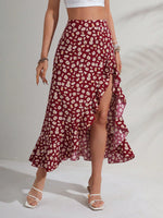 Gonne con stampa floreale con volant