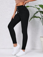 Jeans vita alta con bottone Push Up