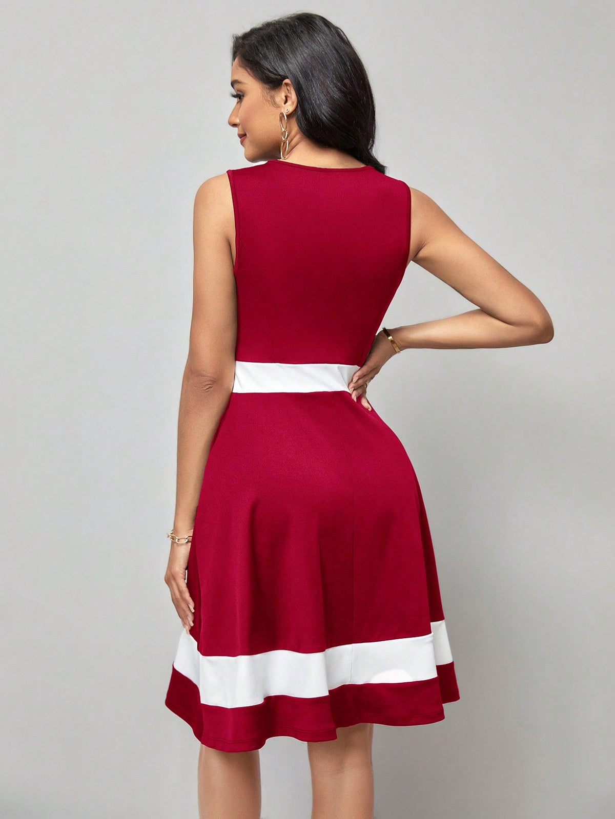 Abito trapezio color block