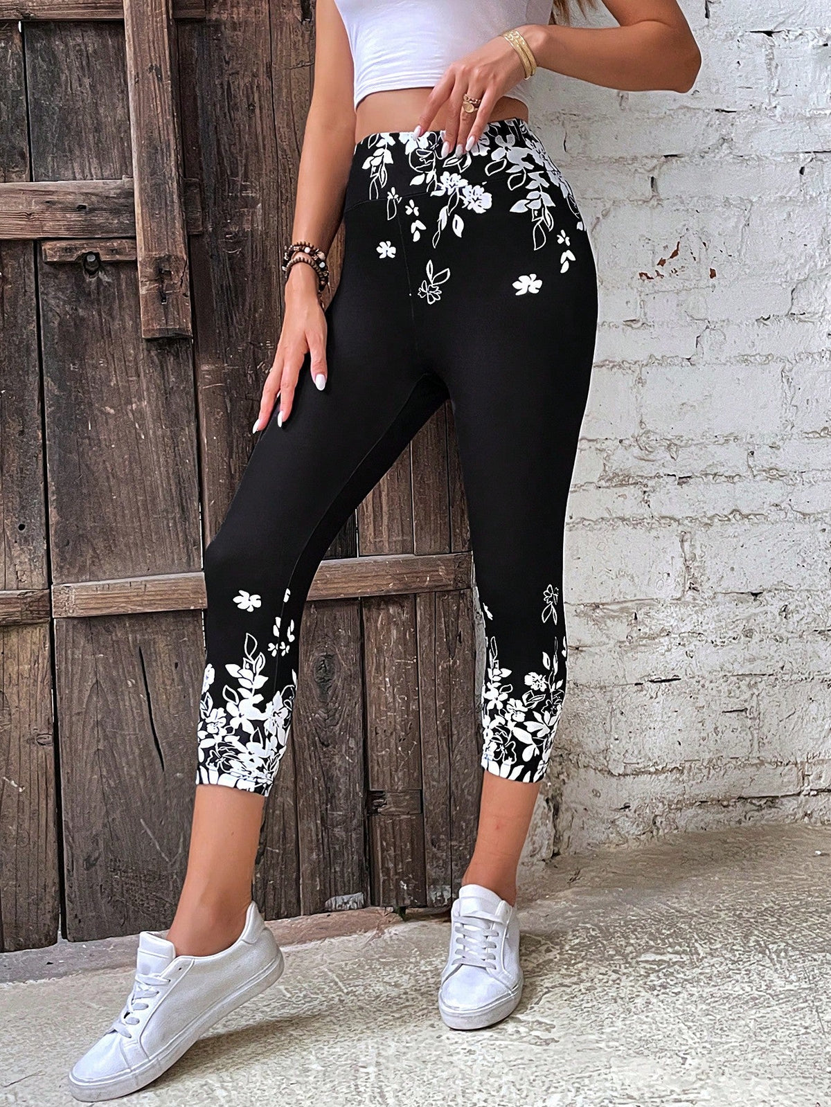 Leggings con stampa floreale