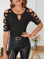 Maglietta scavato incrociato con spalle scoperte