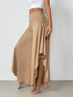 Pantaloni a gamba larga vita alta orlo asimmetrico