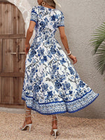 Abiti con stampa floreale scollatura a cuore con manica a sbuffo