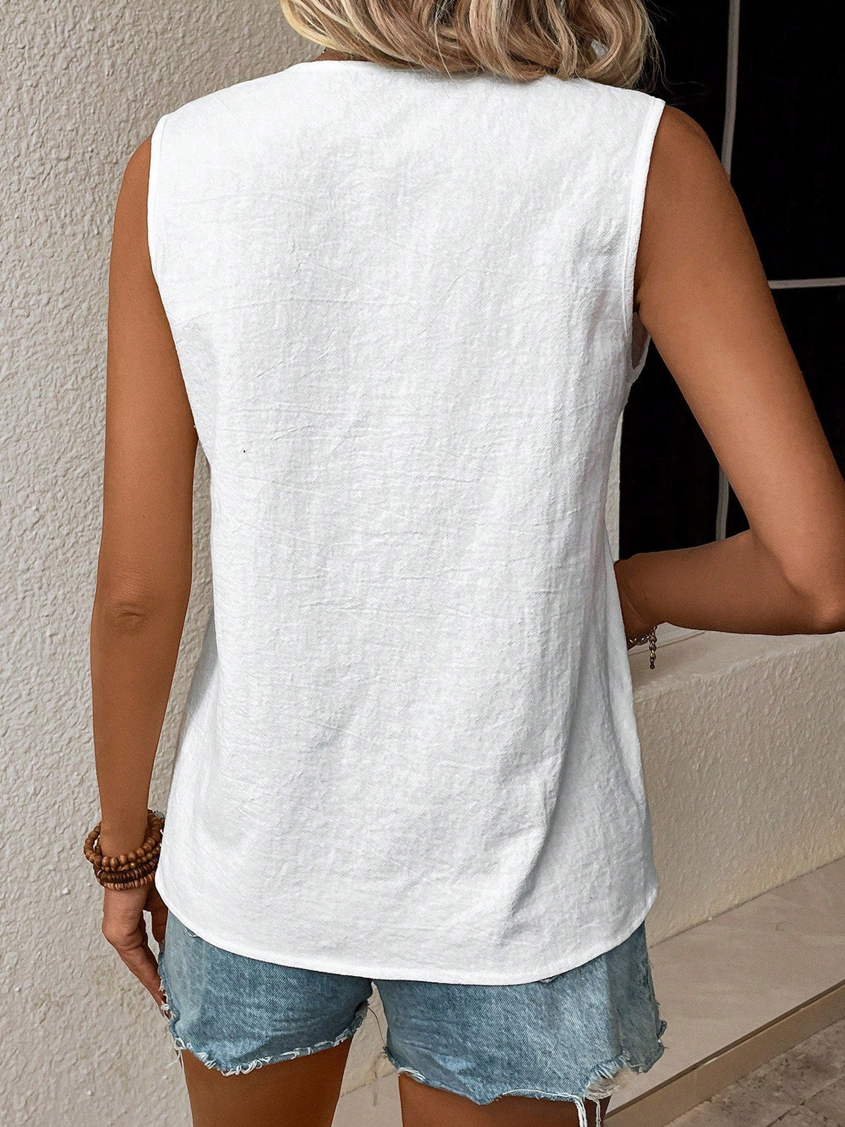 Camicetta senza maniche pannello in pizzo guipure