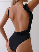 Costume intero da donna con Sexy con schiena aperta , dimagrante taglio e unico volant design