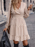 Abiti stampato all over incrociato con volant