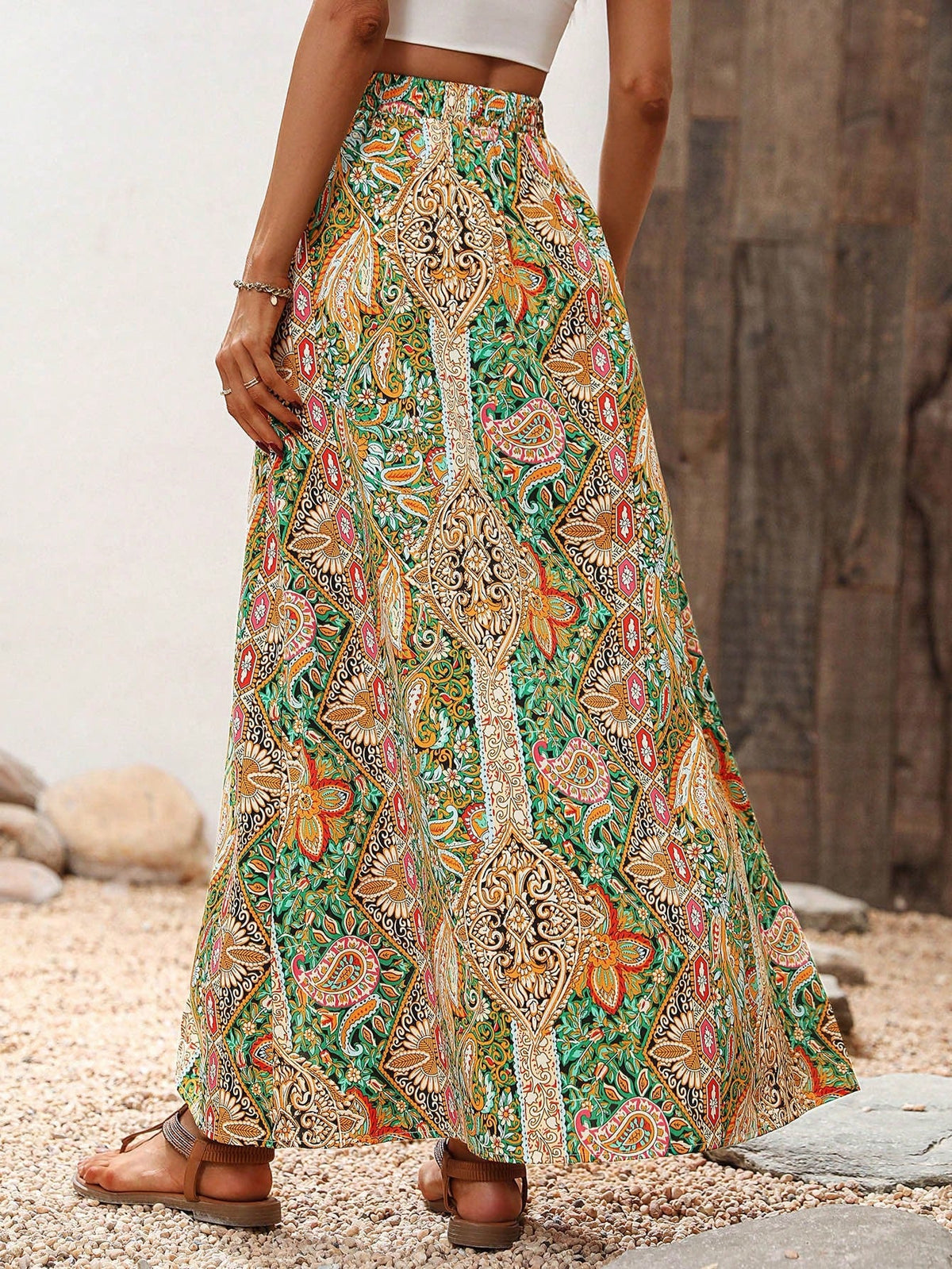 Gonne stampa paisley a fessura alta