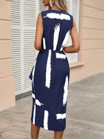 Abiti con stampa pennellate con bordo a volant contorto nodo laterale