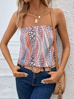 Top tubo con stampa geo e slogan