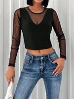 Top corto tulle a contrasto