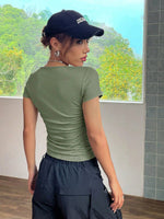 T-shirt A Maniche Corte Con Pieghe Aderente