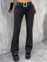 Pantaloni svasati occhielli con cintura