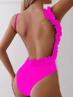 Costume intero da donna con Sexy con schiena aperta , dimagrante taglio e unico volant design