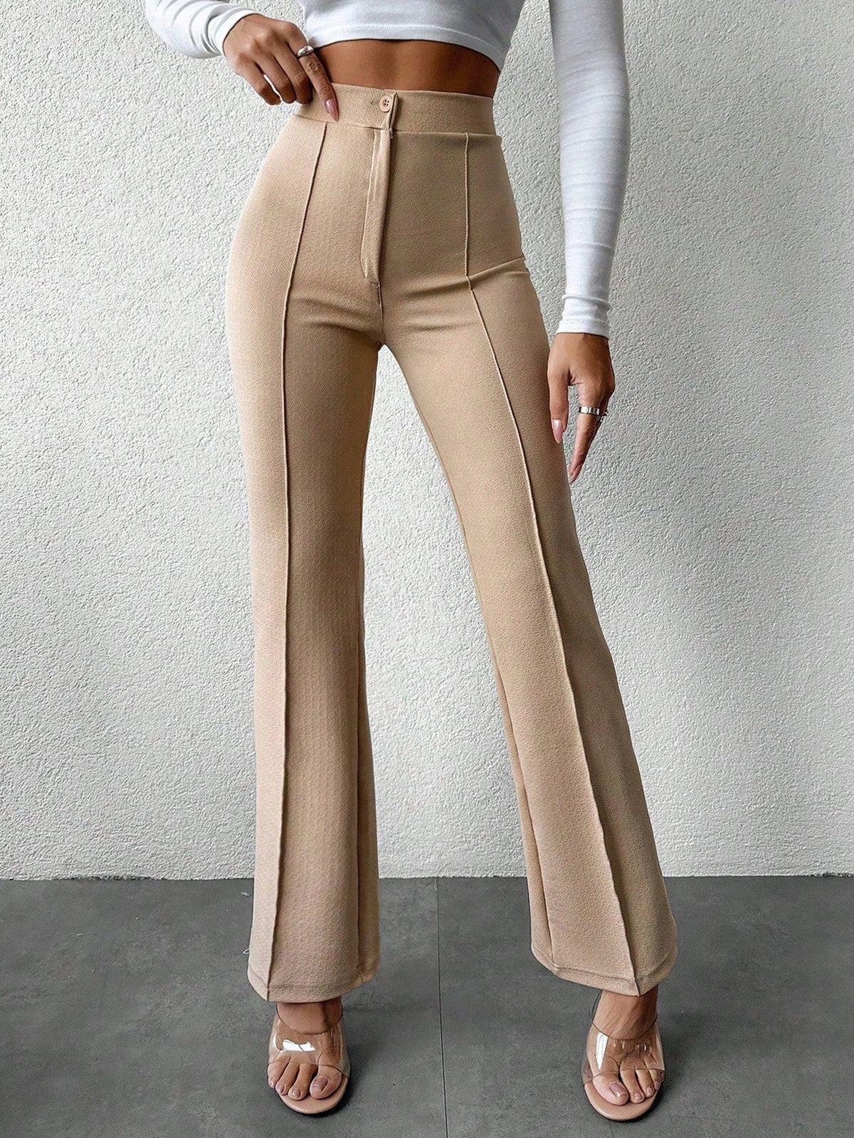 Pantaloni A Zampa Esposti Con Cuciture Per Donne