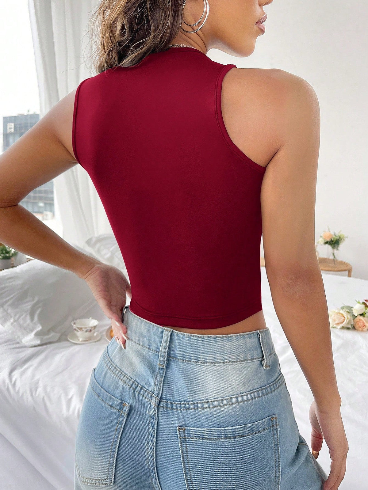 Canotta Solida A Colori Con Lavorazione Traforata