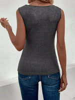 Canottiera Da Donna A Maniche Corte Tinta Unita Per L'estate