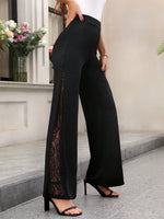 Pantaloni A Gamba Larga Con Giunture In Pizzo Da Donna