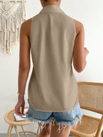 Camicia Senza Maniche Da Donna Con Bottoni Singoli