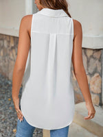 Maglietta smanicata estiva casual da donna, colore solido