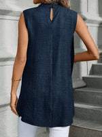 Blusa Da Donna Senza Maniche Con Colletto Alto E Orlo Asimmetrico