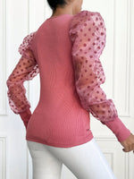 Top in tulle con manica a sbuffo