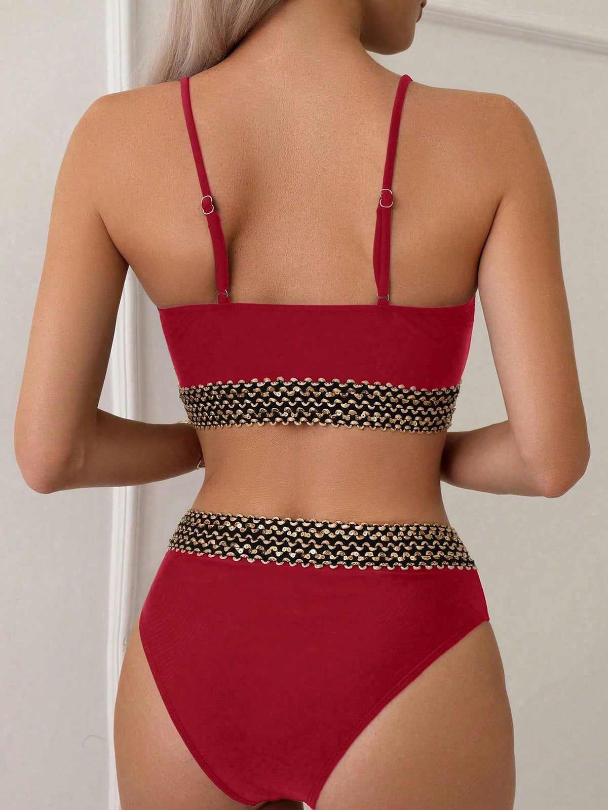Set bikini sexy Patchwork estivo da spiaggia con cinghie intrecciate per le donne