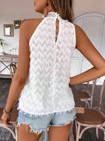 Blusa Senza Maniche Casual Estiva Con Inserti Di Pizzo