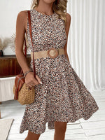 Abito Senza Maniche Con Stampa Completa Per Donna Senza Cintura Alla Vita