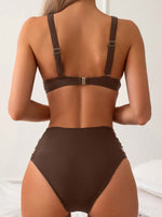 Set Bikini Estivo Da Donna In Tinta Unita Scavato Sulla Spiaggia Per Le Vacanze E Il Nuoto