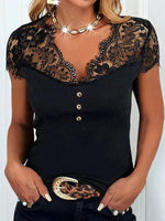 Maglietta Con Scollo A V E Inserti In Pizzo Per Donne
